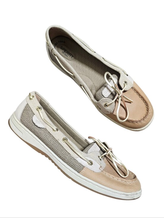 Sperry Shoes - Sperry Women's Neutral Two-Tone Canvas & Leather Boat Loafers Size 11